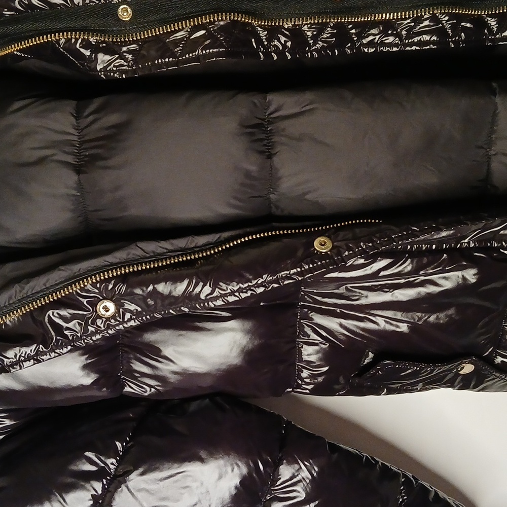 Michael Kors puff coat black with faux fur zippered hood.  Med. NEW - Picture 9 of 13